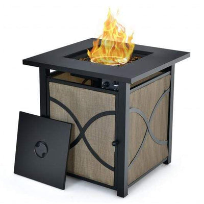 StarWood Rack Home & Garden 25 Inch 40000 BTU Propane Fire Pit Table with Lid and Fire Glass